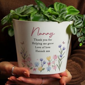 Personalised Pretty Floral Large Ceramic Plant Pot