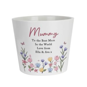 Personalised Pretty Floral Large Ceramic Plant Pot