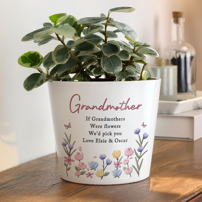 Personalised Pretty Floral Large Ceramic Plant Pot