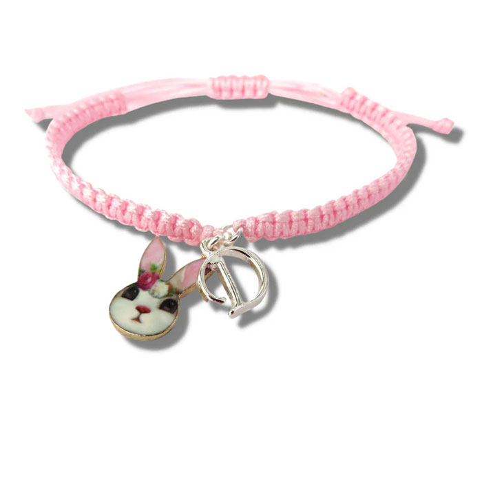 Personalised Girl's Initial Bunny Friendship Bracelet