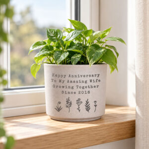 Personalised Floral Flecked Ceramic Plant Pot