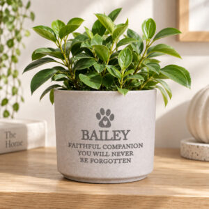 Personalised Pet Memorial Gift Flecked Ceramic Plant Pot