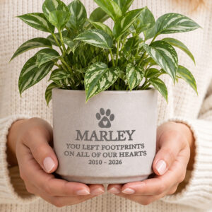 Personalised Pet Memorial Gift Flecked Ceramic Plant Pot