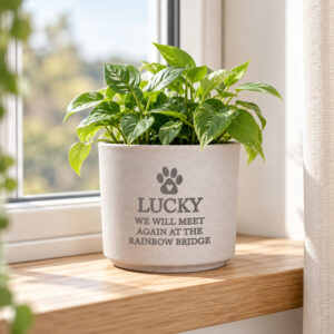Personalised Pet Memorial Gift Flecked Ceramic Plant Pot