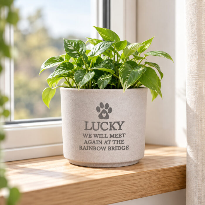 Personalised Pet Memorial Gift Flecked Ceramic Plant Pot