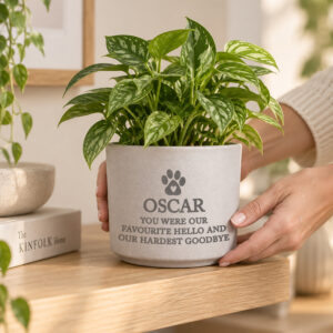 Personalised Pet Memorial Gift Flecked Ceramic Plant Pot