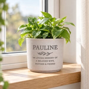 Personalised Memorial Flecked Ceramic Plant Pot