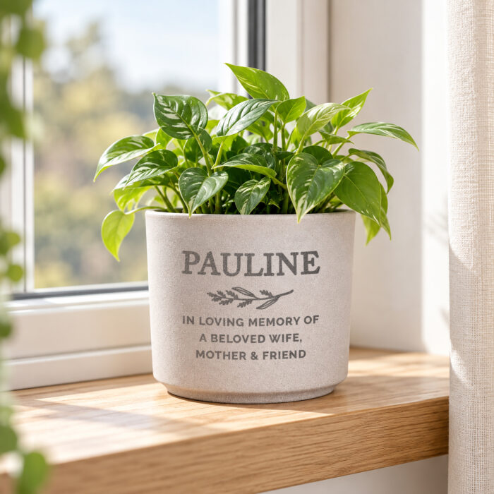 Personalised Memorial Flecked Ceramic Plant Pot