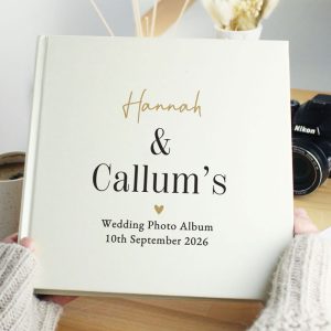 Personalised Black & Gold Free Text Square Photo Album