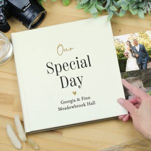 Personalised Black & Gold Free Text Square Photo Album