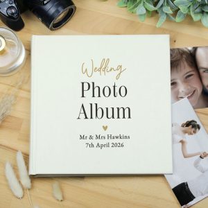 Personalised Black & Gold Free Text Square Photo Album