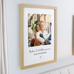 Personalised Photo Upload Oak Poster Framed Print