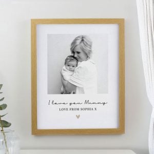 Personalised Photo Upload Oak Poster Framed Print