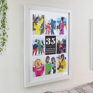 Personalised Birthday Multi Photo Upload White Poster Frame