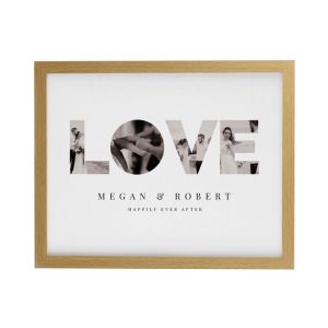 Personalised Love Photo Upload Oak Poster Framed Print