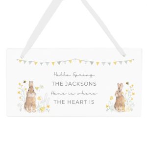 Personalised Spring Bunny Wooden Easter Sign