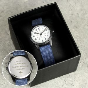 Boy's Personalised Engraved Holy Communion Blue Watch
