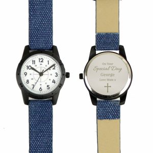 Boy's Personalised Engraved Holy Communion Blue Watch