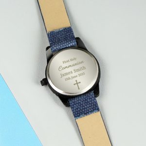 Boy's Personalised Engraved Holy Communion Blue Watch