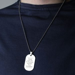 Men's Personalised Classic Stainless Steel Dog Tag Necklace