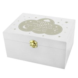 Personalised Twinkle Twinkle White Wooden Baby Keepsake Box