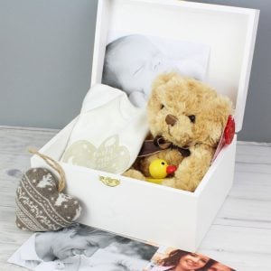 Personalised Twinkle Twinkle White Wooden Baby Keepsake Box