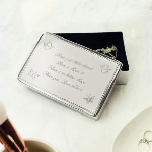 Personalised Silver Plated Butterfly Jewellery Box