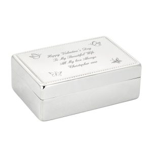 Personalised Silver Plated Butterfly Jewellery Box