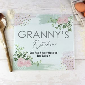 Personalised Abstract Rose Glass Chopping Board