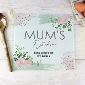 Personalised Abstract Rose Glass Chopping Board