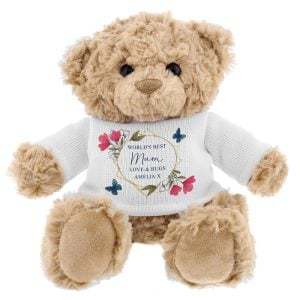 Personalised Geometric Floral Teddy Bear Mums, Nans etc.