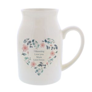 Personalised Floral Heart Flower Jug Vase
