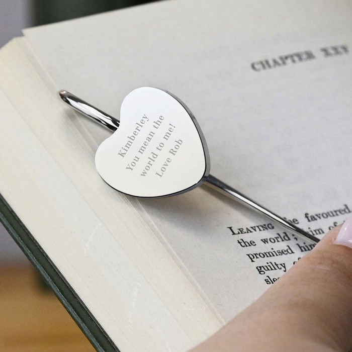 Personalised Silver Plated Heart Bookmark