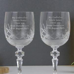 Personalised Godparents Crystal Wine Glasses (Pair)