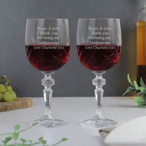 Personalised Godparents Crystal Wine Glasses (Pair)