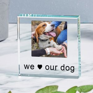 I or We Love Dog or Cat Glass Photo Token