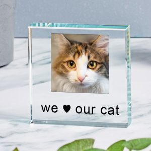 I or We Love Dog or Cat Glass Photo Token