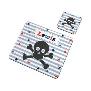 Personalised Kid's Skull Placemat & Coaster Set