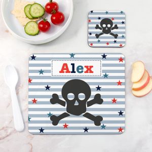Personalised Kid's Skull Placemat & Coaster Set
