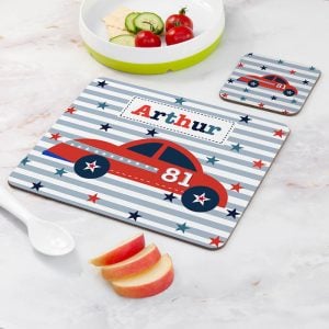 Personalised Racing Car Placemat & Coaster Set