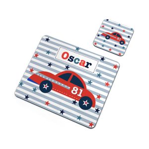 Personalised Racing Car Placemat & Coaster Set