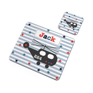 Personalised Helicopter Placemat & Coaster Set