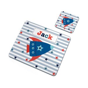 Kid's Personalised Rocket Placemat & Coaster Set