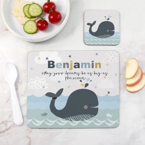 Personalised Whale Placemat & Coaster Set