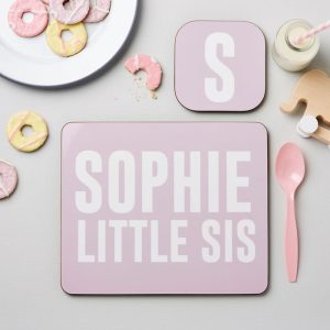 Girl's Personalised Big Sister or Little Sister Placemat Set