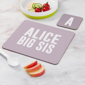 Girl's Personalised Big Sister or Little Sister Placemat Set