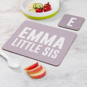 Girl's Personalised Big Sister or Little Sister Placemat Set