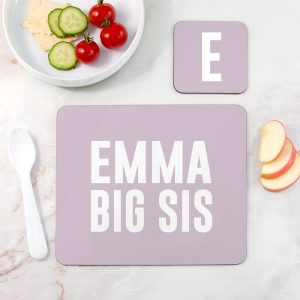Girl's Personalised Big Sister or Little Sister Placemat Set