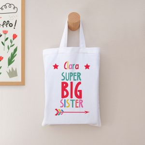 Personalised Big Sister Mini Tote Bag - White or Natural
