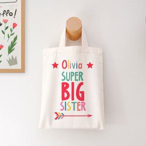 Personalised Big Sister Mini Tote Bag - White or Natural